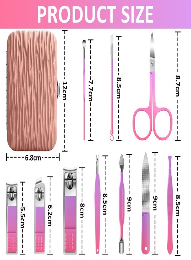 BLESWIN 10 in 1 Manicure Pedicure Kit, Manicure Kit for Women Professional, Mens Nail Grooming Kit, Manicure Tools Gift for Luxury Leather Travel Case for Family Friends (Pink & Purple) - Image 4